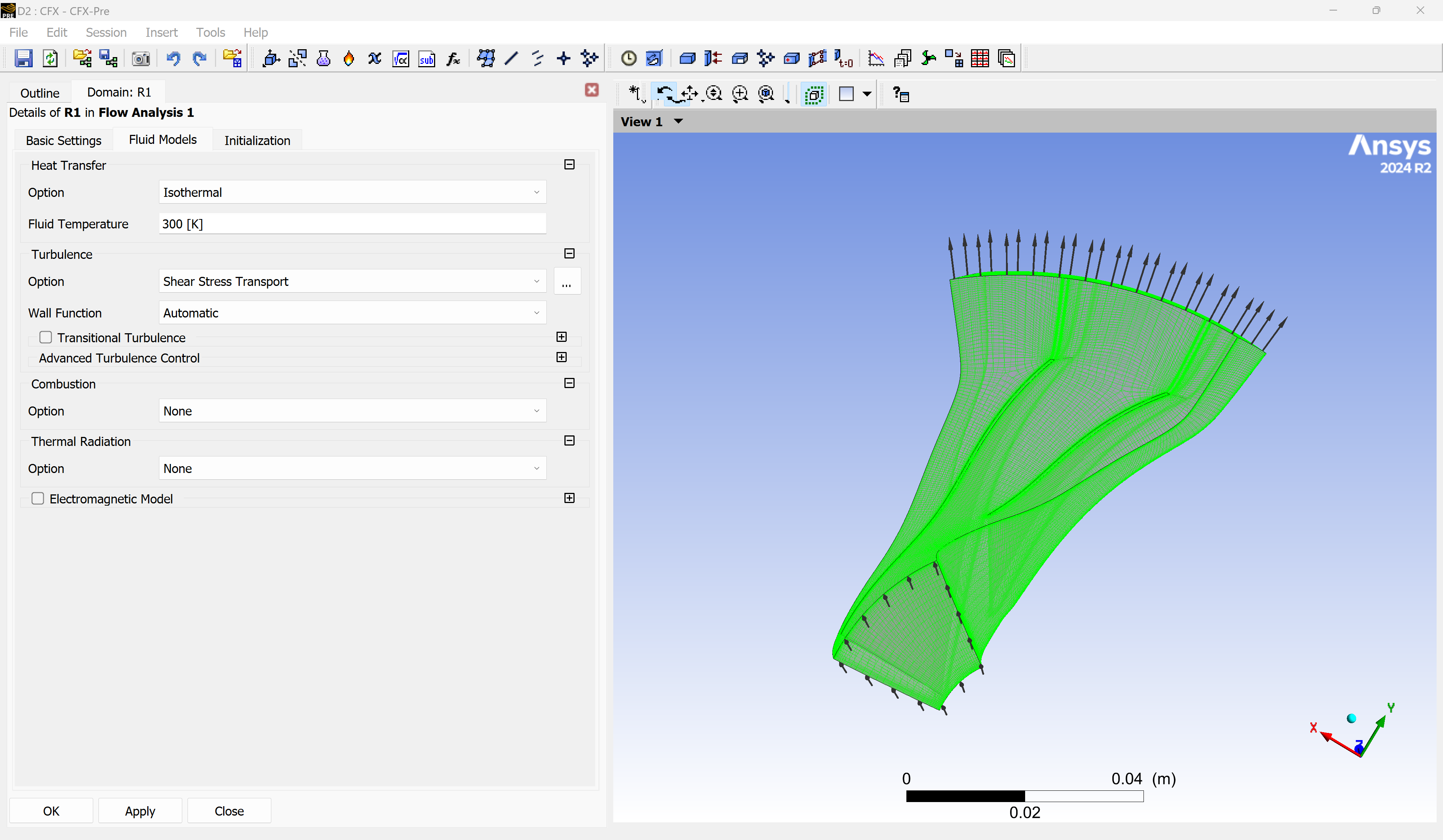 CFX fluid model settings